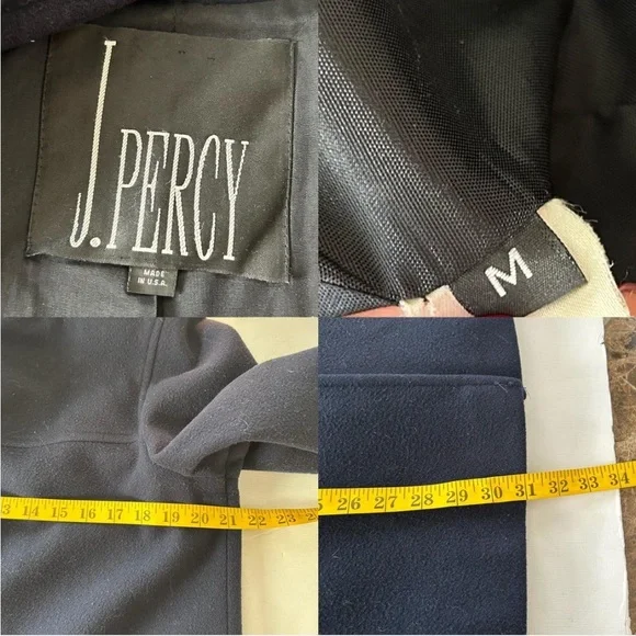 Vintage Navy J. Percy wool peacoat with hood size Medium. - Picture 5 of 8